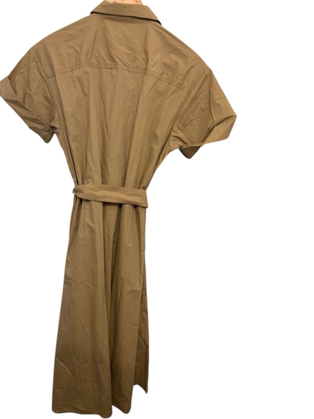 Banana Republic Tan Short-Sleeve Belted Midi Shirt Dress - Picture 3 of 6